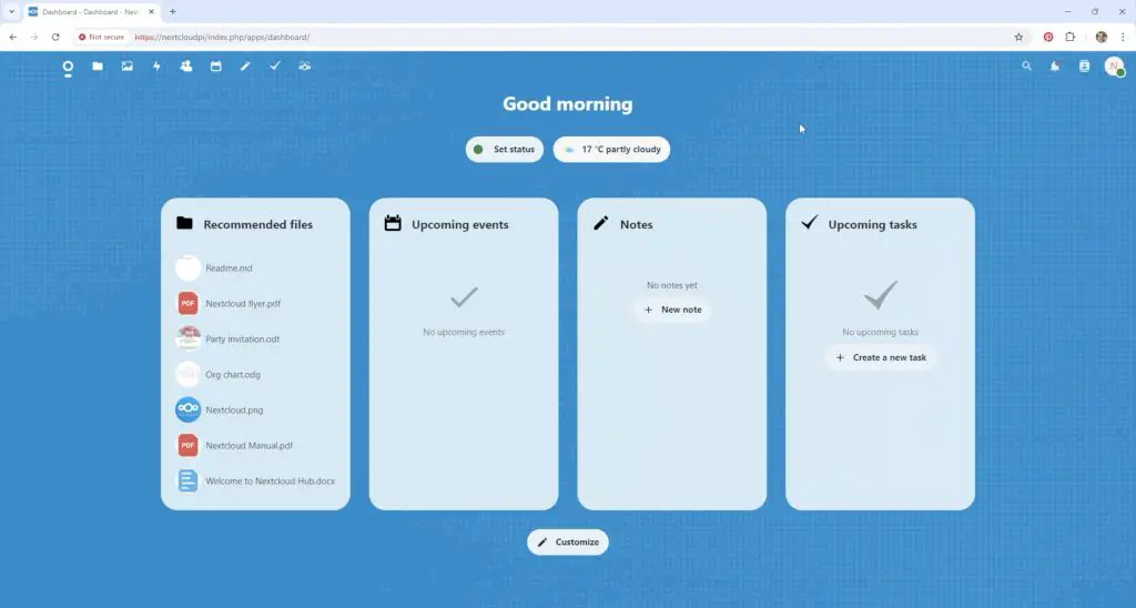 Nextcloud Configurable Dashboard