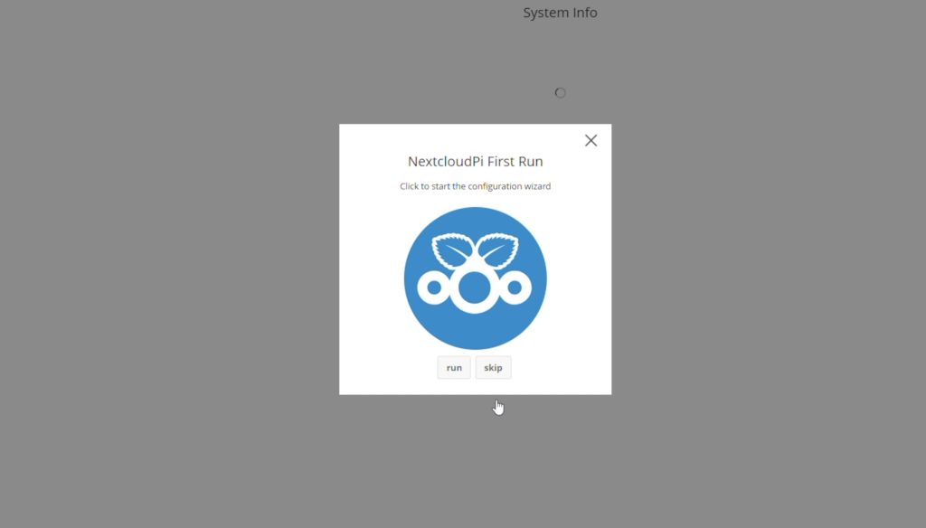 Nextcloud Pi First Run