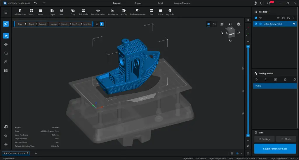 Slicing Lattice Benchy Chitubox