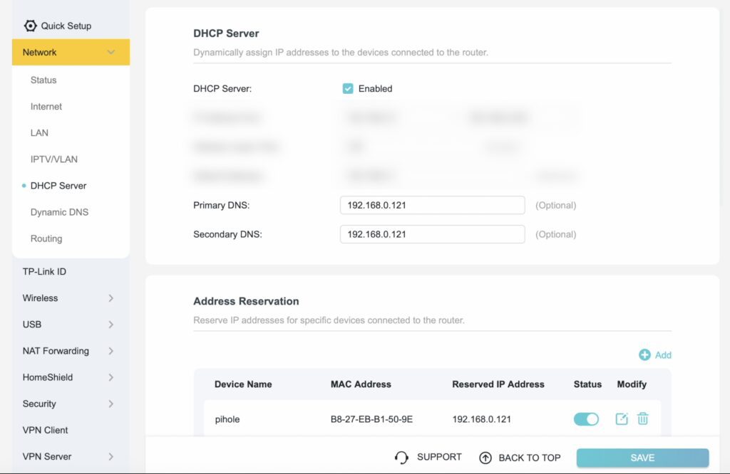 Setting Pi-hole as DNS Server