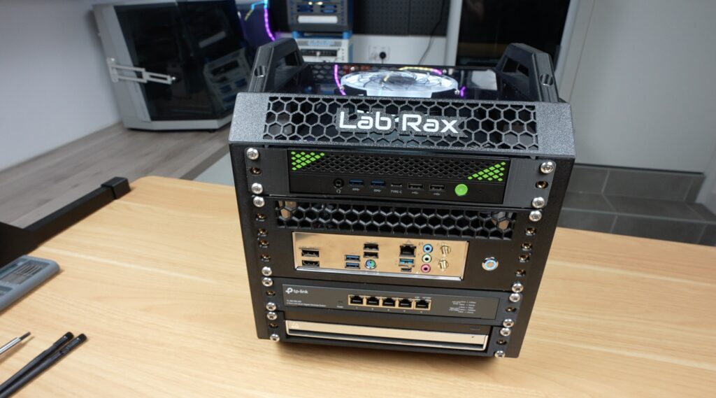 Completed Mini ITX PC Installed In Lab Rac 10 Rack