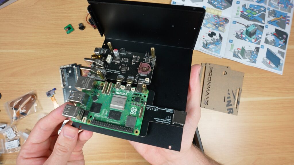 Pi and Adaptors Installed In Case Half