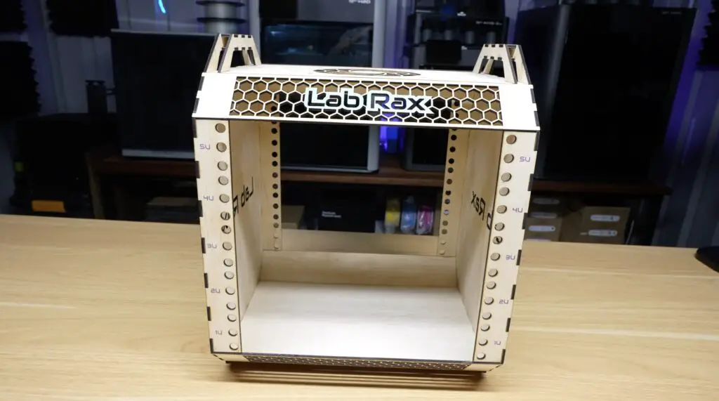 Front of Completed Lab Rax Wooden Homelab