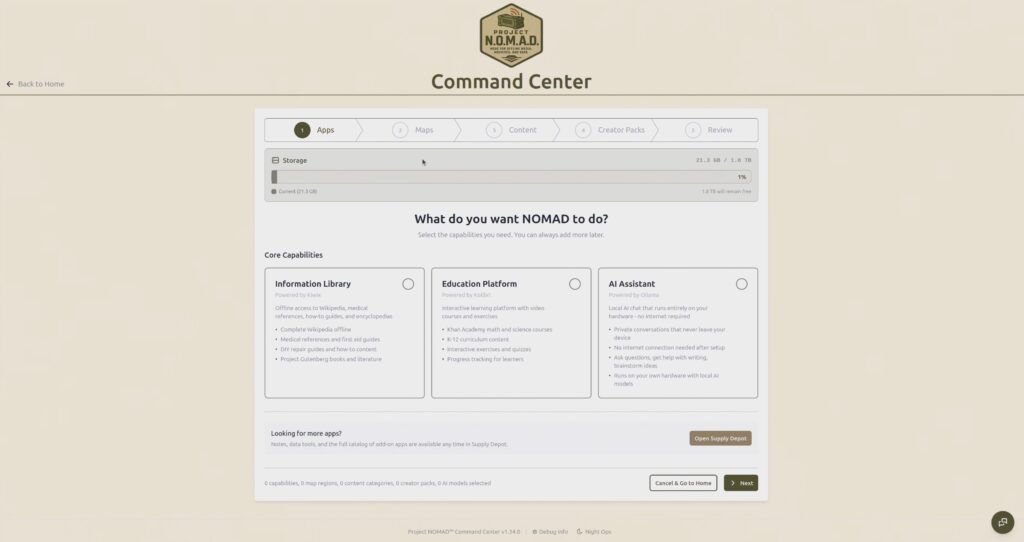 Command Centre Setup Screen