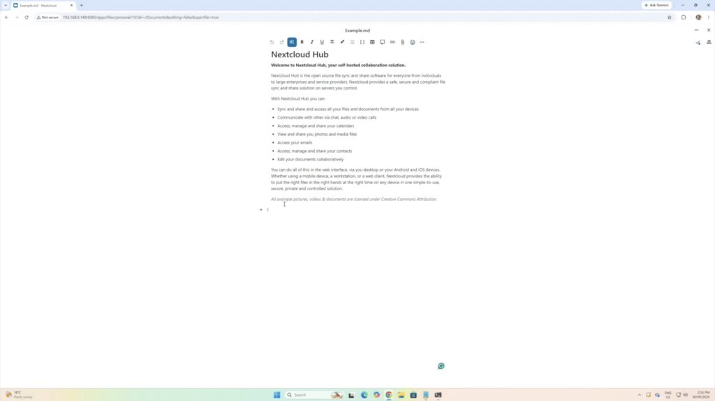 Document Editing in NextCloud