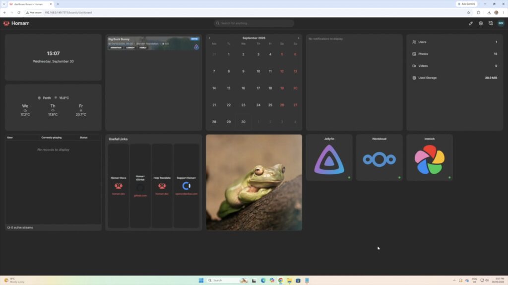 Homarr dashboard